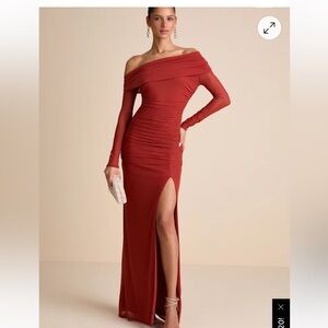 Lulu's One Shoulder Rust Dress